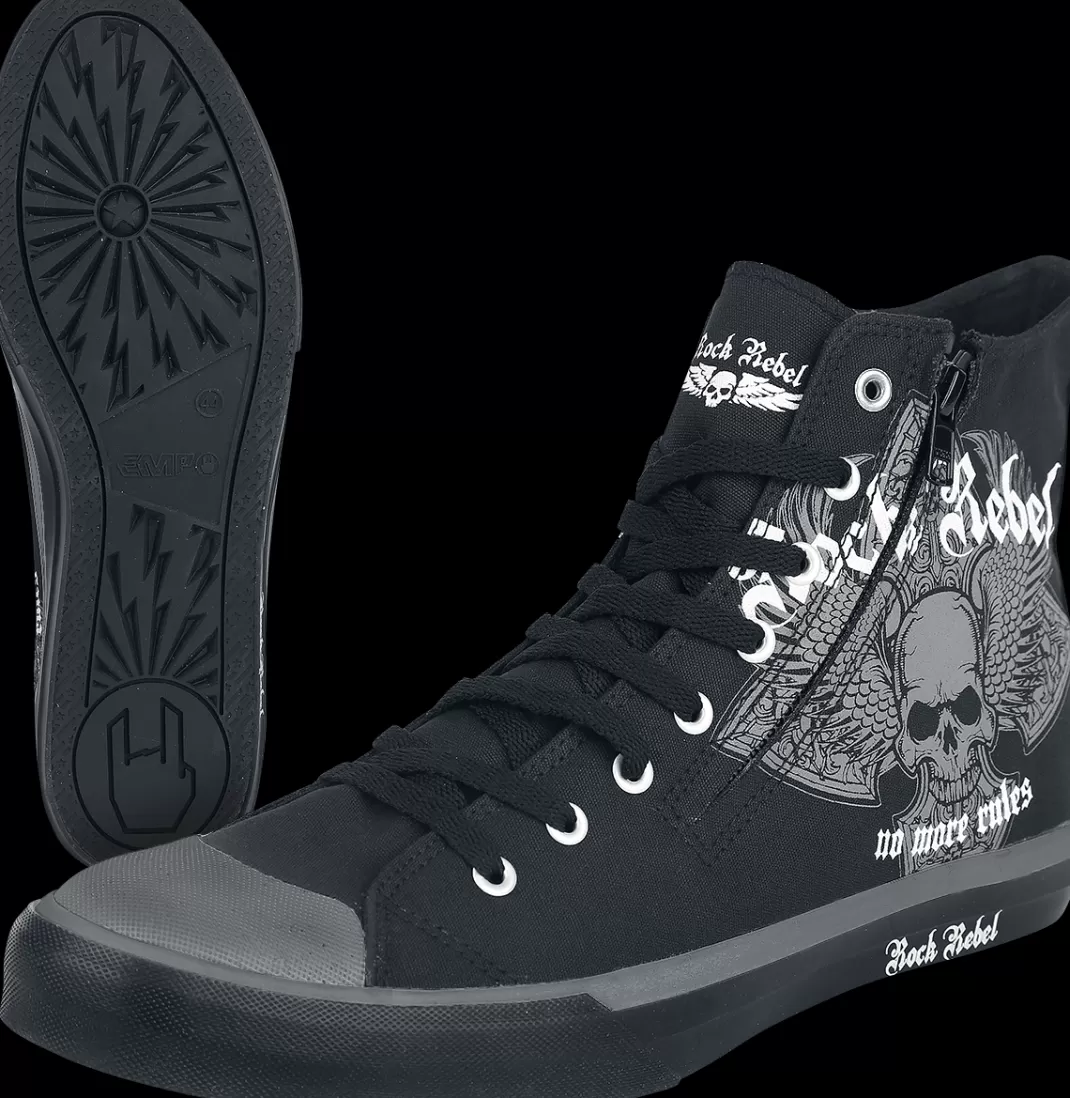 Men * Sneakers High Black By Rock Rebel By Emp