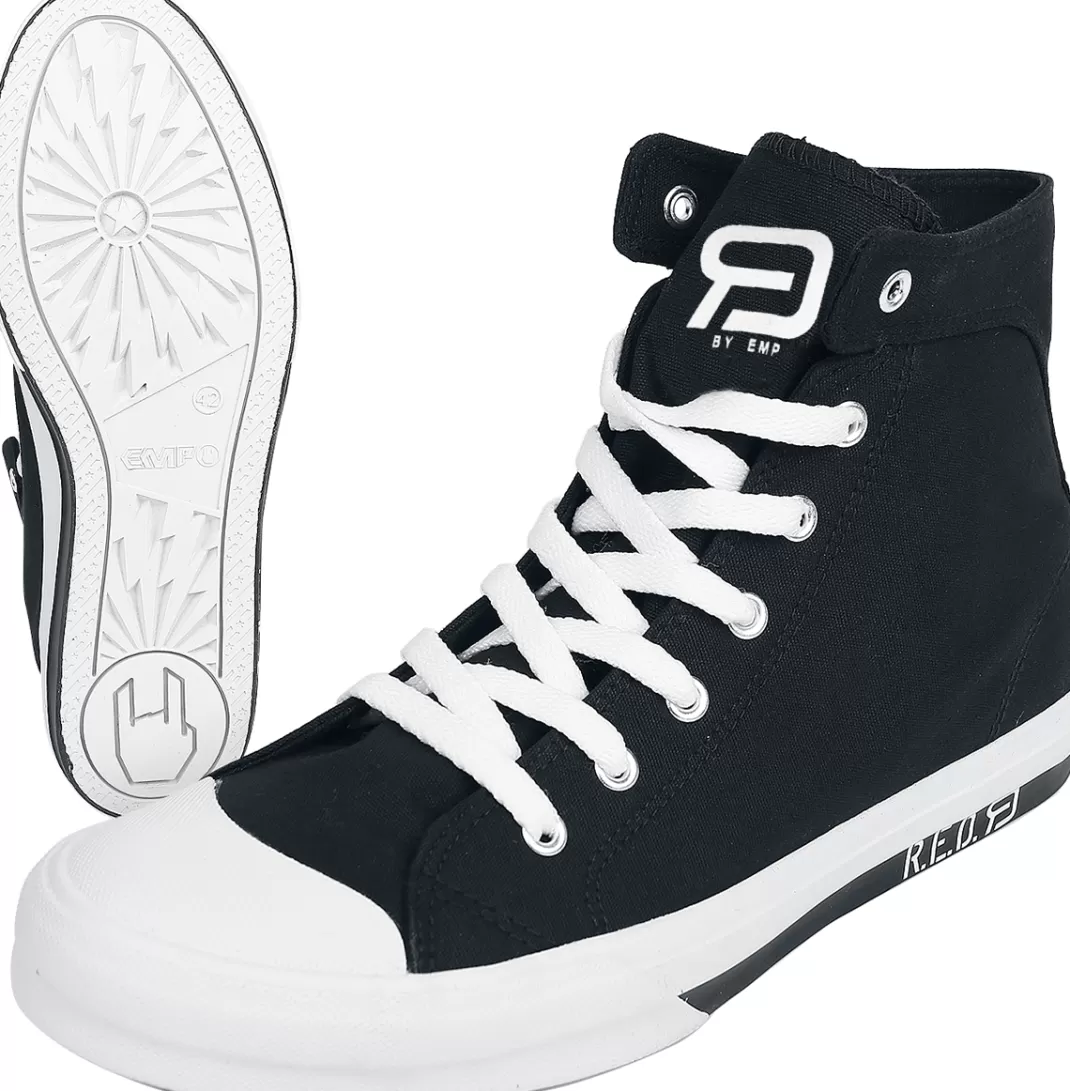 Men * Sneakers High Black-White By Red By Emp