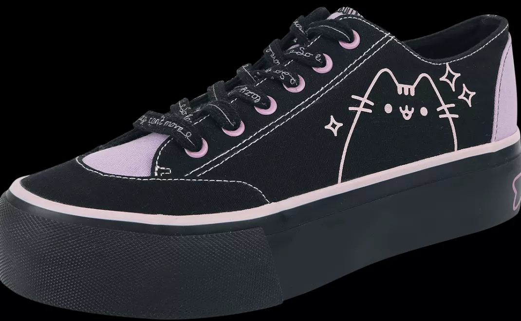 Women Pusheen So Lazy Can'T Move Sneakers Black-Lilac By