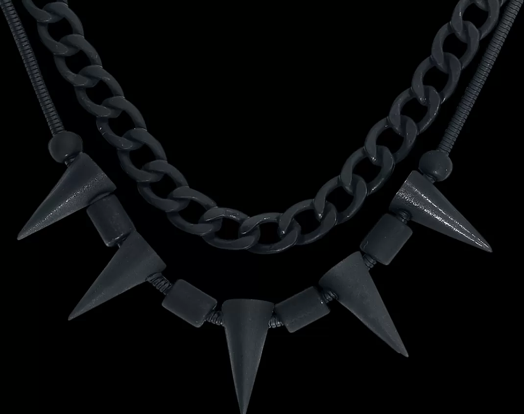 Spike Chain Necklace Black By Rock Rebel By Emp^* Discount