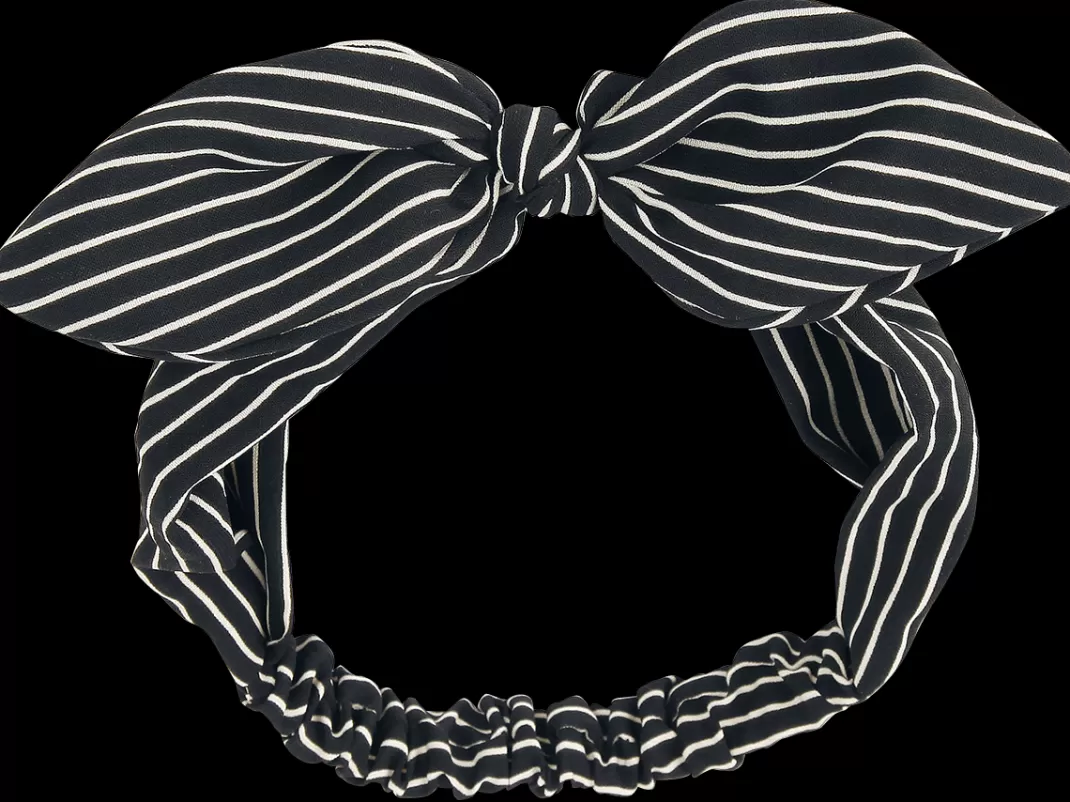 Striped Bow Hairband Black-White By Alternative^Banned Fashion