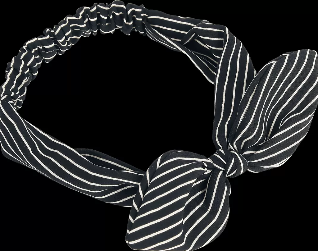 Striped Bow Hairband Black-White By Alternative^Banned Fashion