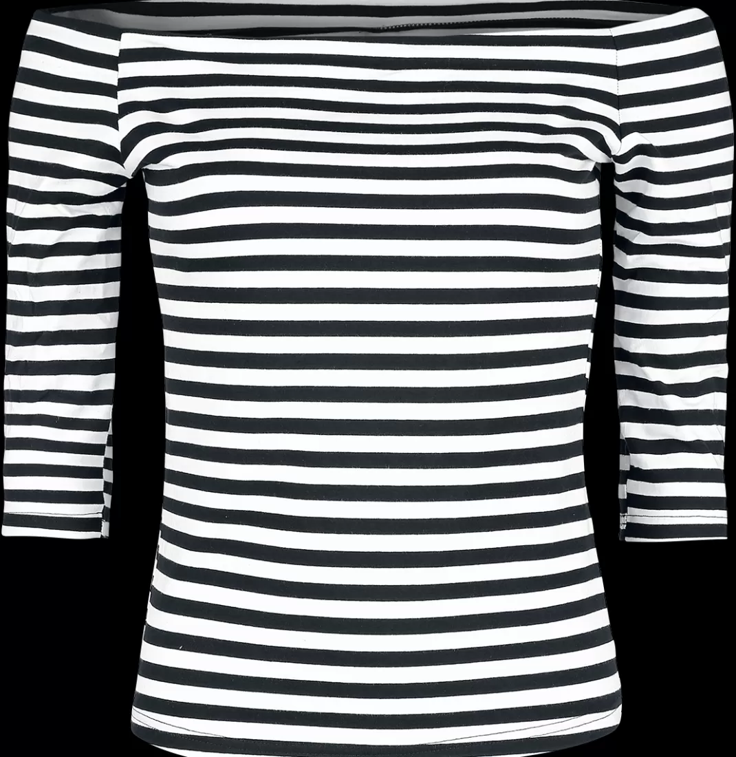 Stripes Longsleeve Long-Sleeve Shirt Black-White By^Forplay Store