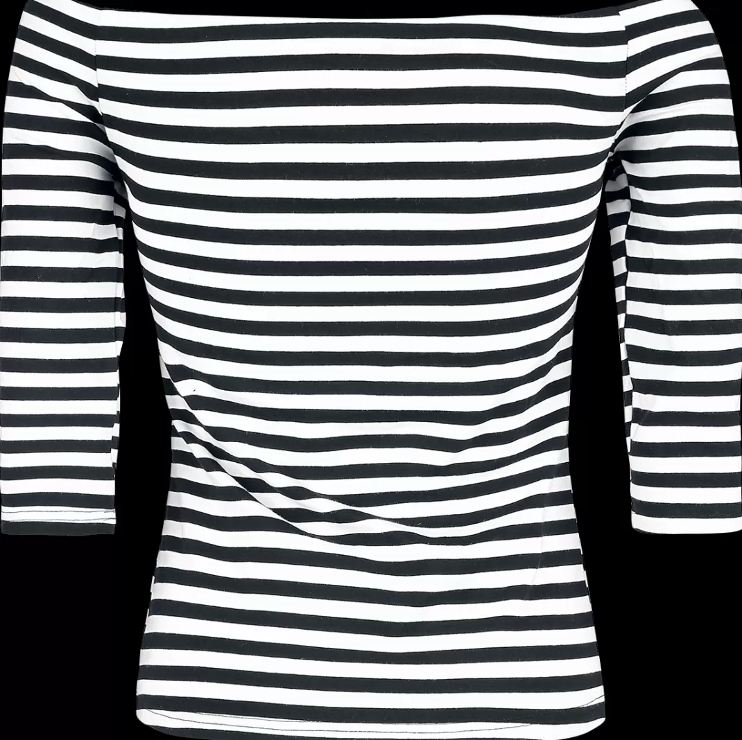 Stripes Longsleeve Long-Sleeve Shirt Black-White By^Forplay Store