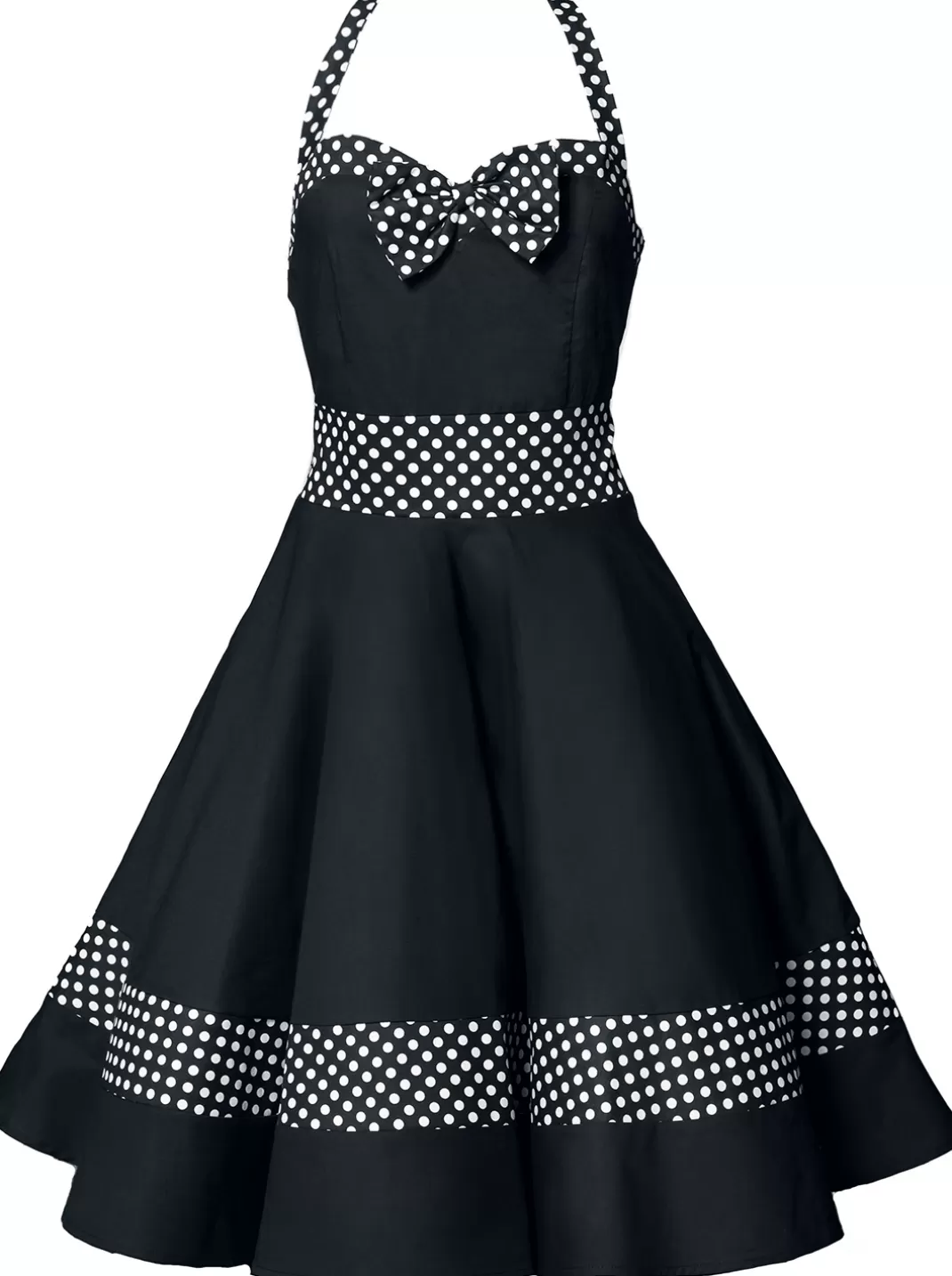 Swing Halterneck Dress Medium-Length Dress Black-White By^Belsira Store