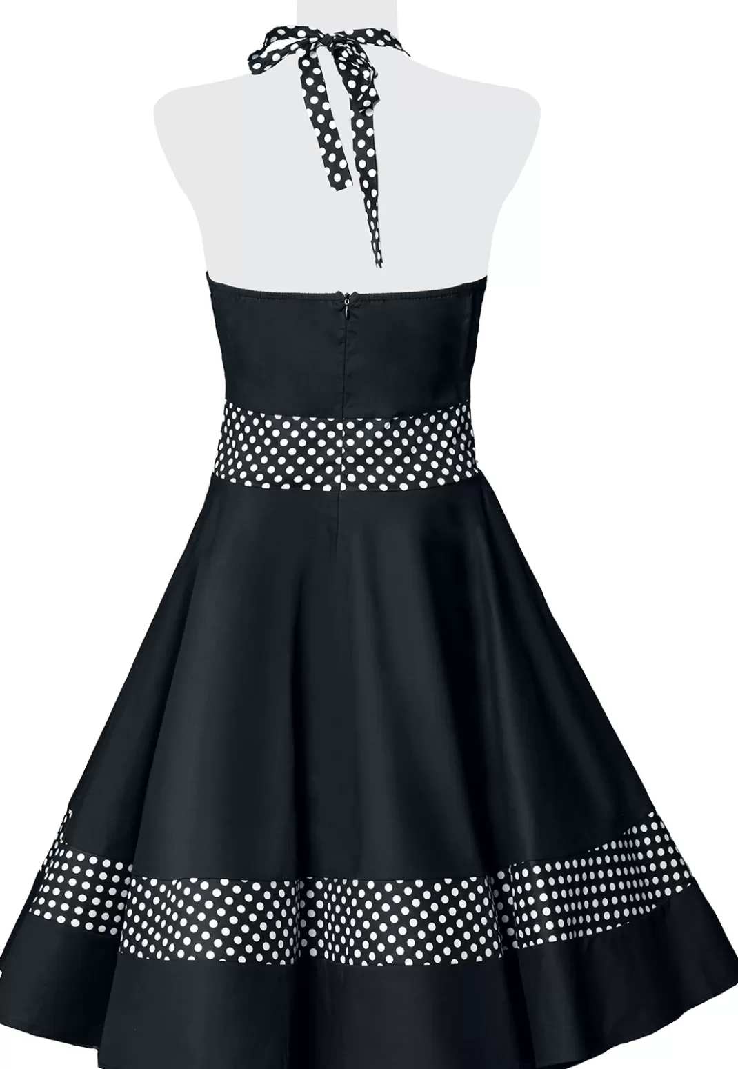 Swing Halterneck Dress Medium-Length Dress Black-White By^Belsira Store