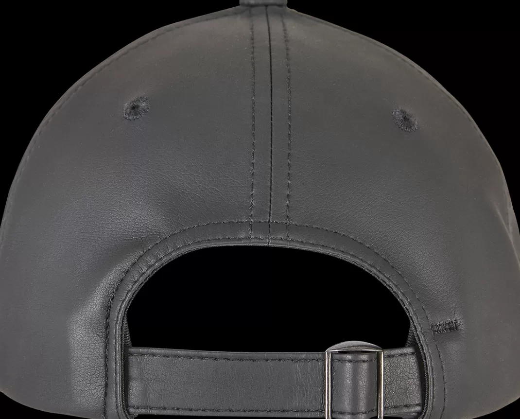 Men Flexfit Synthetic Leather Alpha-Shape Dad Cap Cap Black By